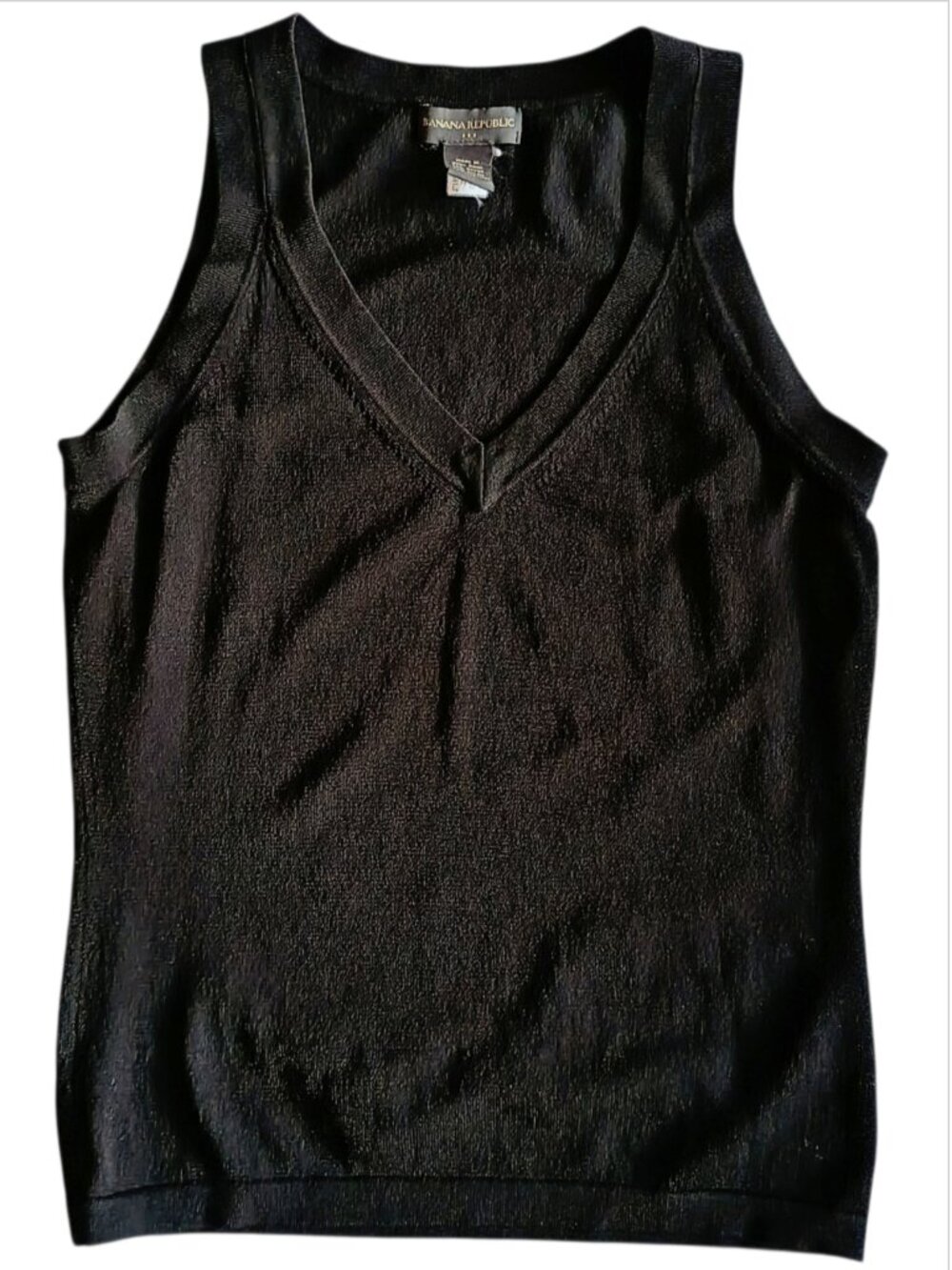 BANANA REPUBLIC Women's Sweater Top Black V Neck Sleeveless SMALL